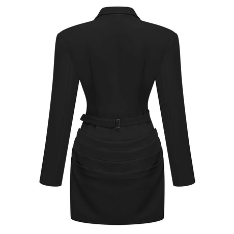 Rossella Mini Dress Black Ruched Blazer