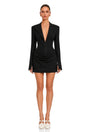 Rosette Black Ruched Blazer Mini Dress