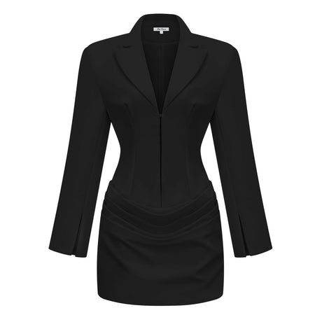 Rossella Mini Dress Black Ruched Blazer