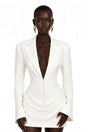 Rosette White Ruched Blazer Mini Dress