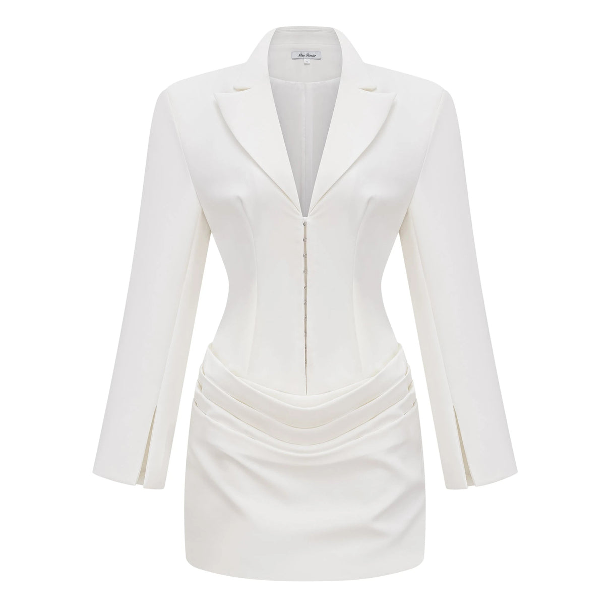 Rosette White Ruched Blazer Mini Dress