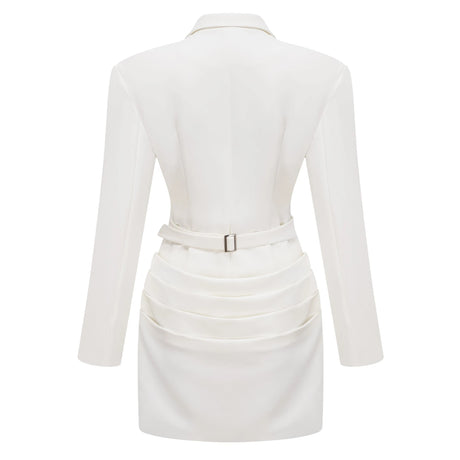 Tessa Mini Dress White Ruched Blazer
