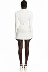 Rosette White Ruched Blazer Mini Dress