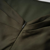 Roshan Emerald Green One Shoulder Satin Maxi Dress