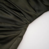 Roshan Emerald Green One Shoulder Satin Maxi Dress