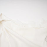 Roshanak White One Shoulder Midi Dress with Lace Panels