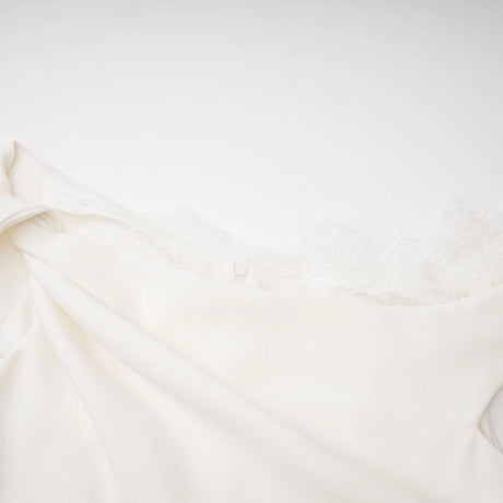 Adelina Midi Dress White One Shoulder with Lace Panels