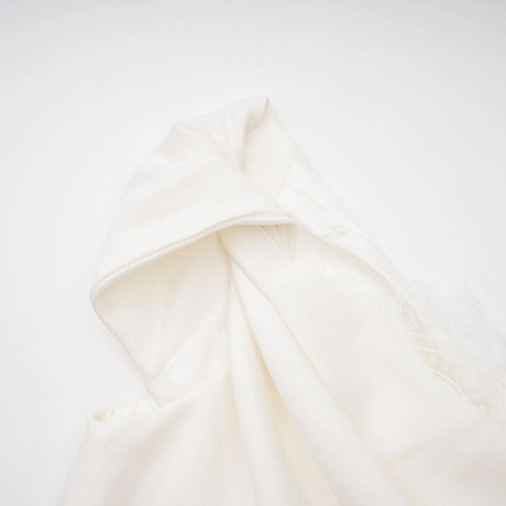 Adelina Midi Dress White One Shoulder with Lace Panels