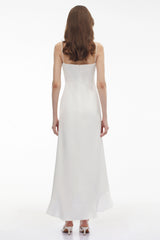 Rosie White Ruffled Maxi Dress with 3D Floral
