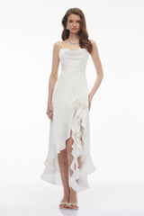 Rosie White Ruffled Maxi Dress with 3D Floral