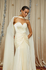 Roxane Yellow Cinched Waist Ruched Maxi Dress