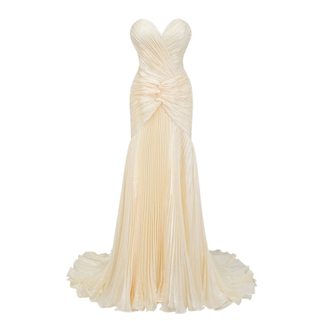 Laila Maxi Dress Yellow Cinched Waist Ruched