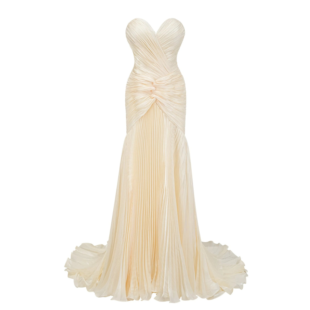 Roxane Yellow Cinched Waist Ruched Maxi Dress