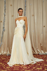 Roxane Yellow Cinched Waist Ruched Maxi Dress