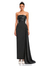 Roxanne Black Strapless Draped Satin Maxi Dress