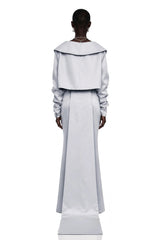 Runa Grey Cape Sleeve Rhinestone Maxi Dress  Jacket Set