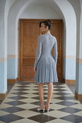 Runa Grey Twist Detail Knit Mini Dress