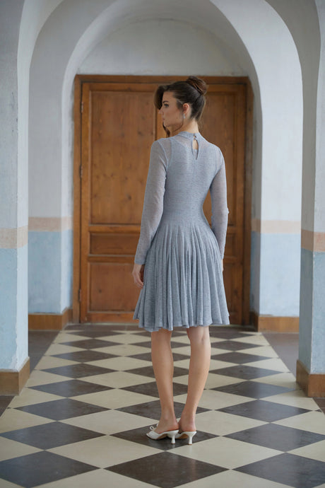 Assunta Mini Dress Grey Twist Detail Knit