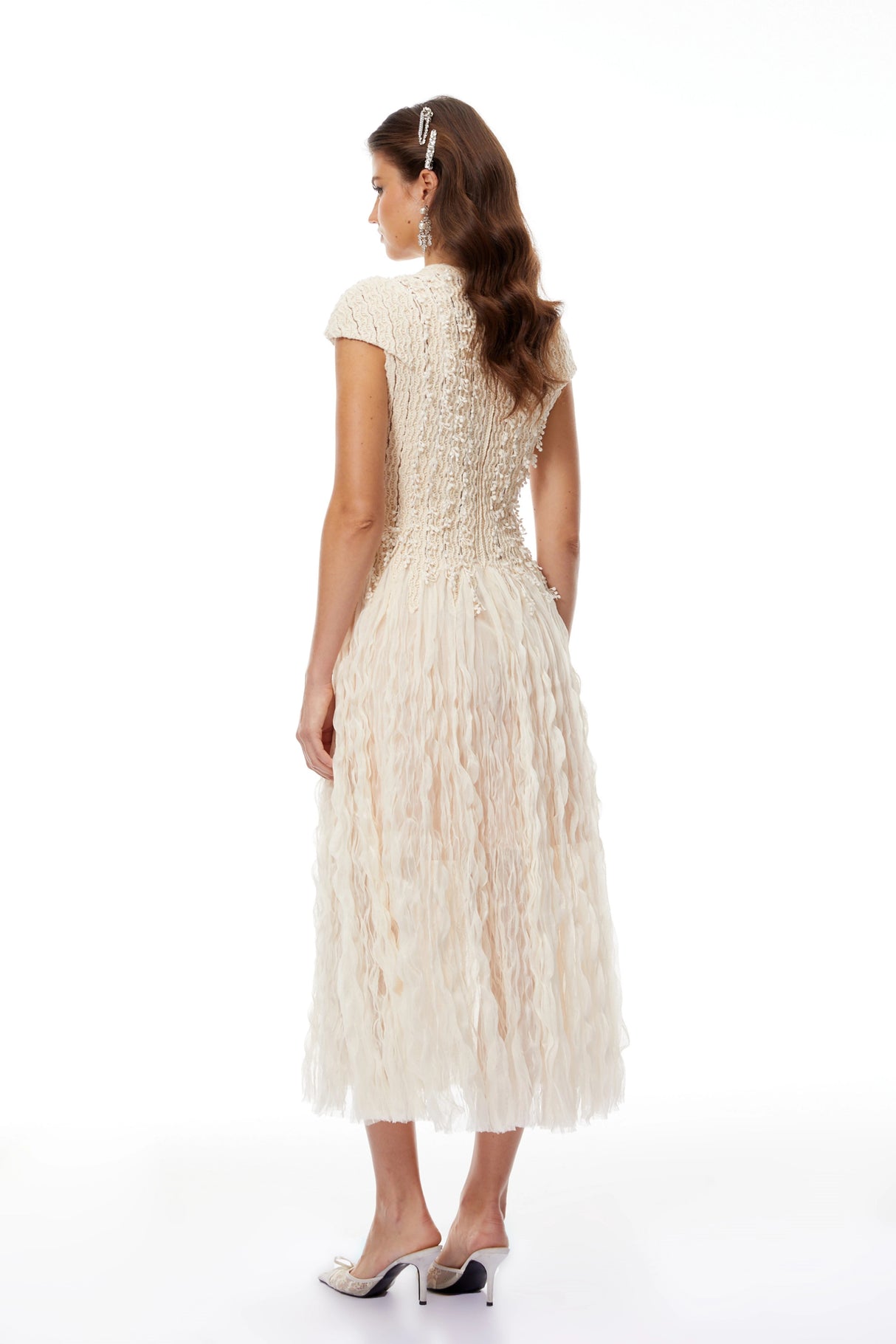Rylee Neutral Textured Weave Midi Dress
