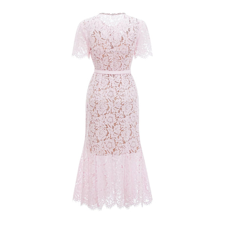 Cinzietta Midi Dress Pink Floral Lace Mermaid
