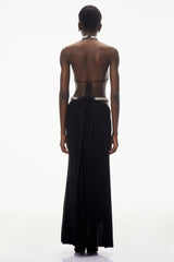Sabra Black Open Back Maxi Dress with Crystals