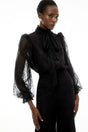 Sabrina Black Puff Sleeve Lace Blouse