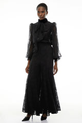 Sabrina Black Puff Sleeve Lace Blouse
