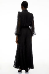 Sabrina Black Puff Sleeve Lace Blouse