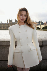 Saffron White DoubleBreasted Blazer Dress