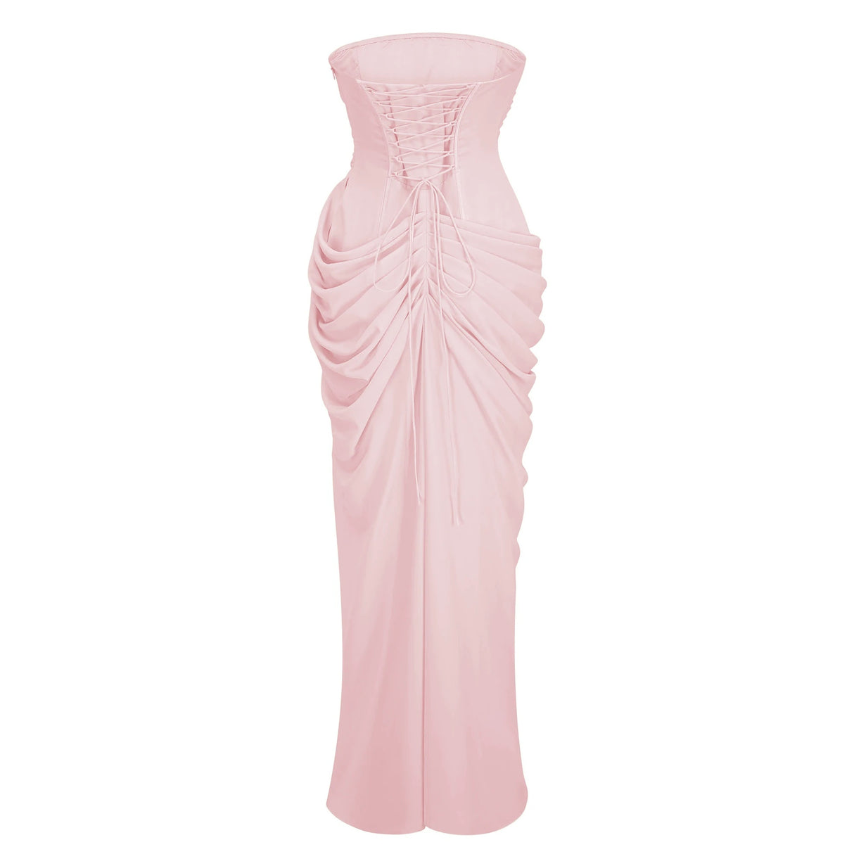 Safiya Pink Ruched Maxi Dress with Cross Front
