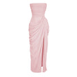 Safiya Pink Ruched Maxi Dress with Cross Front