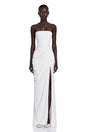 Safiya White Ruched Maxi Dress with Cross Front