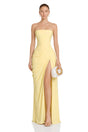 Safiya Yellow Ruched Maxi Dress with Cross Front