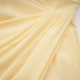 Safiya Yellow Ruched Maxi Dress with Cross Front