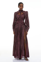 Sage Brown Crossed Design Maxi Dress