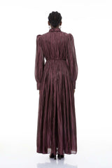 Sage Brown Crossed Design Maxi Dress