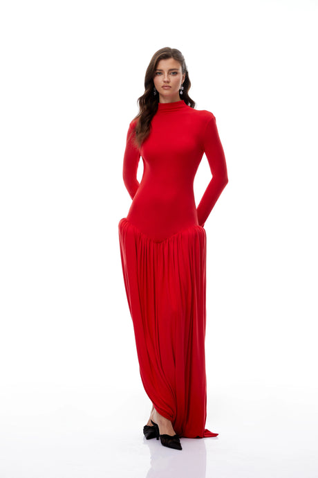 Quinn Maxi Dress Red Open Back Asymmetrical