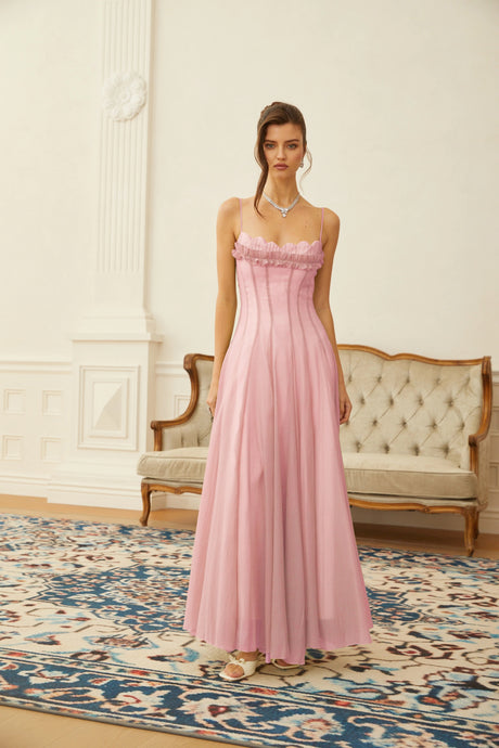 Julia Maxi Dress Ruffled Shirred Tulle