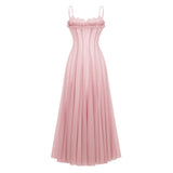 Sakura Ruffled Shirred Tulle Maxi Dress