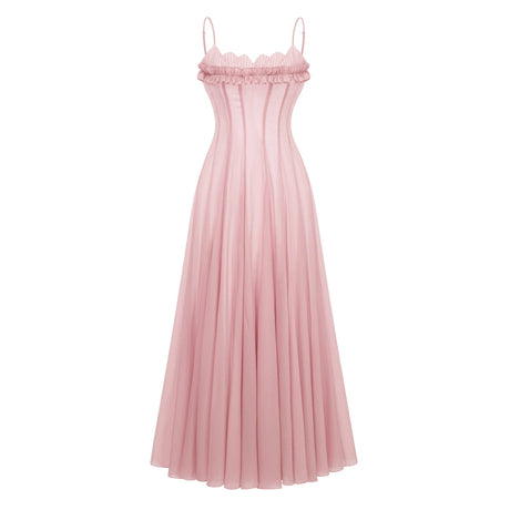 Julia Maxi Dress Ruffled Shirred Tulle