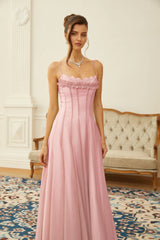 Sakura Ruffled Shirred Tulle Maxi Dress