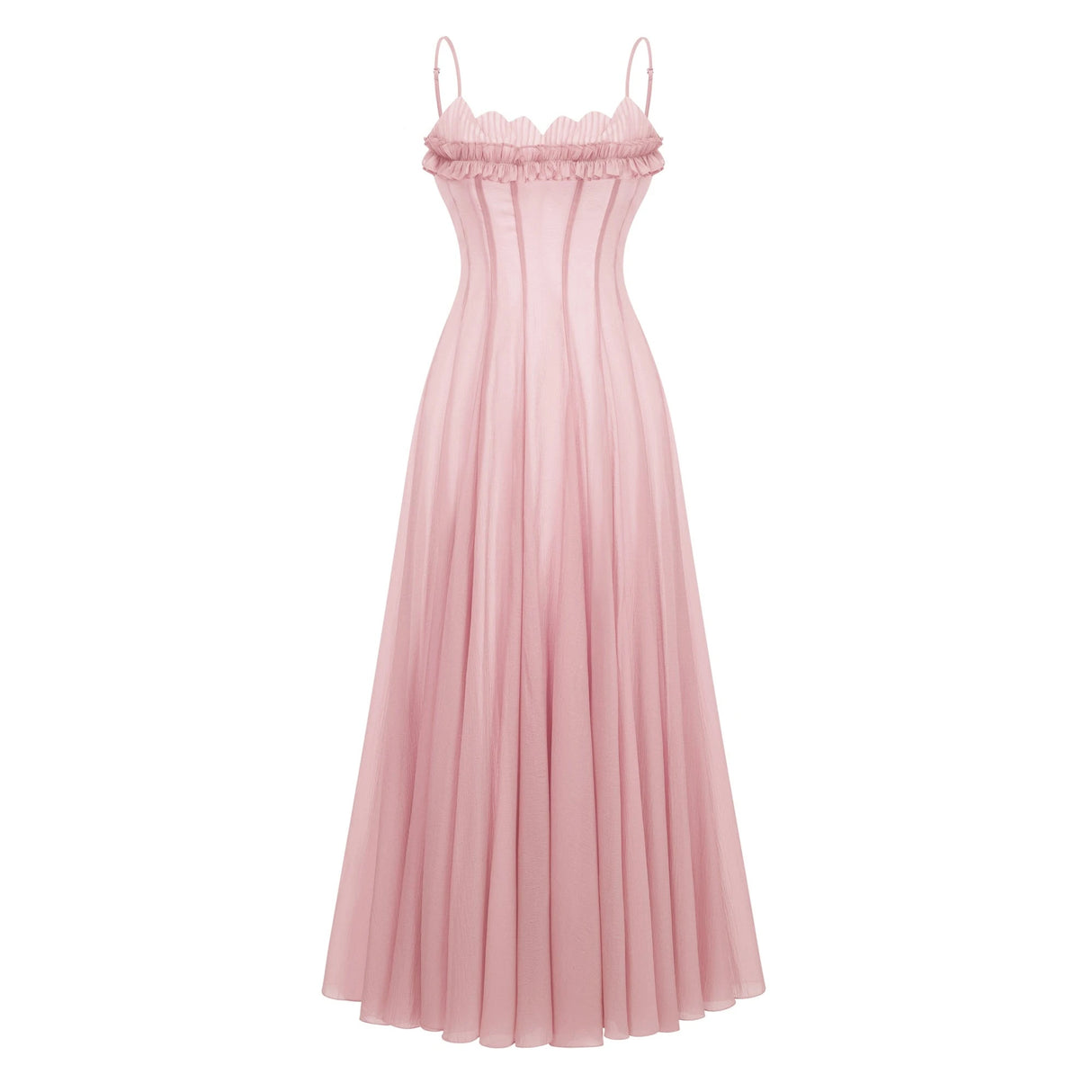 Sakura Ruffled Shirred Tulle Maxi Dress