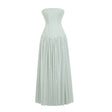 Salome Green Off Shoulder Pleated Maxi Dress