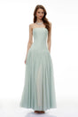 Salome Green Off Shoulder Pleated Maxi Dress