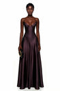 Salomé Purple VNeck Flared Satin Maxi Dress