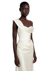 Salote White Off Shoulder Ruched Maxi Dress
