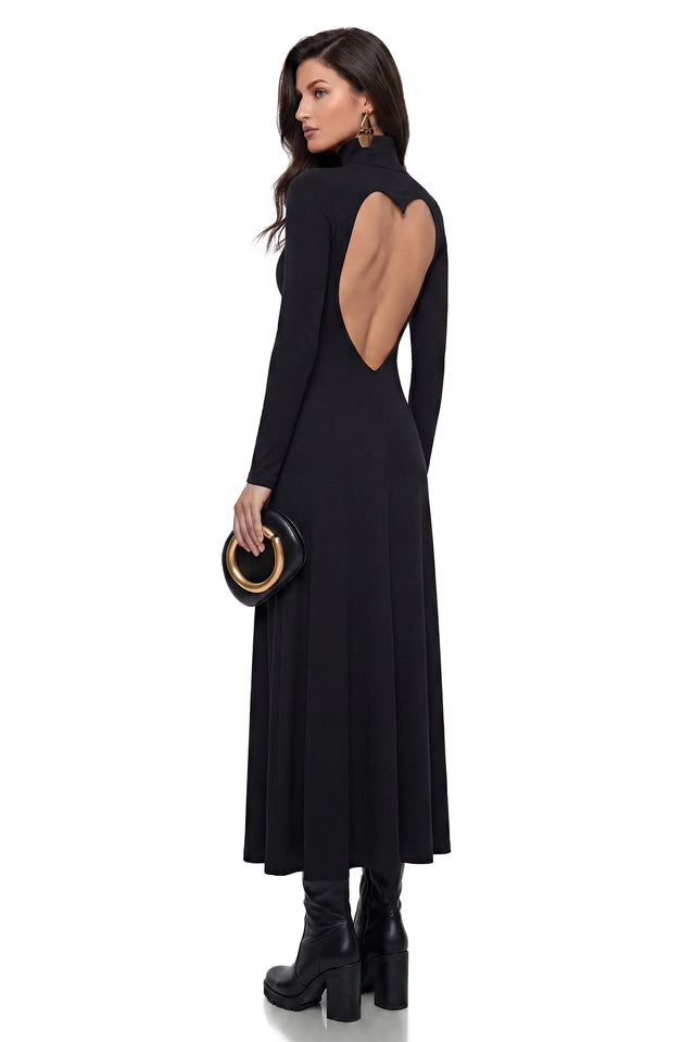 Sancha Black Slip Maxi Dress with HeartShaped Back