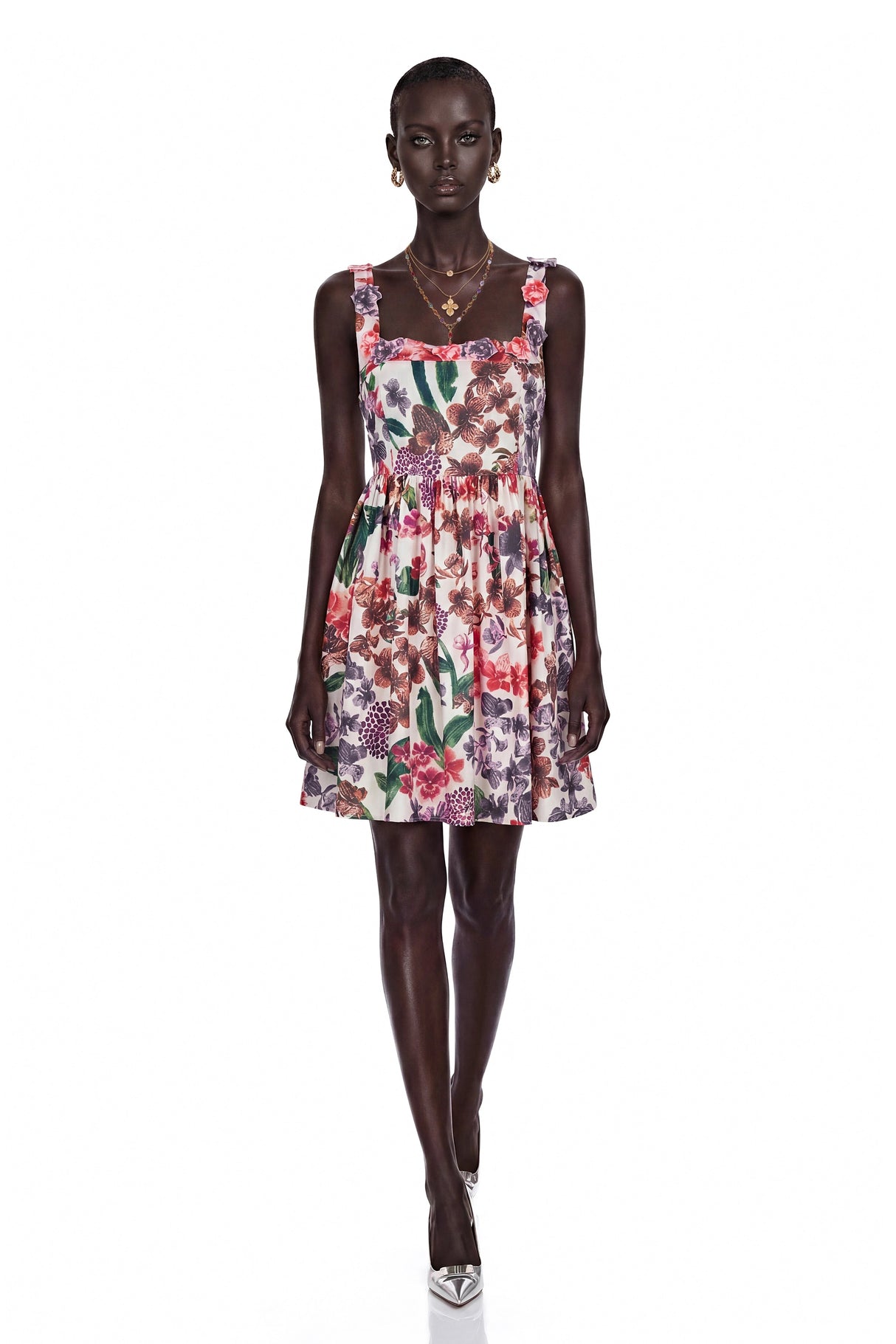 Sancha White Floral Print Mini Dress