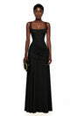 Sanne Black Square Neck Ruched Maxi Dress