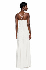 Sanne White Square Neck Ruched Maxi Dress